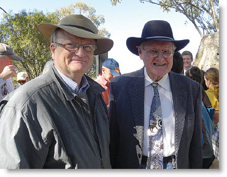 photo: Shadow Attorney General, Paul Lynch, with retiring Chairman of the Myall Creek Memorial Committee, Dr. John Brown.