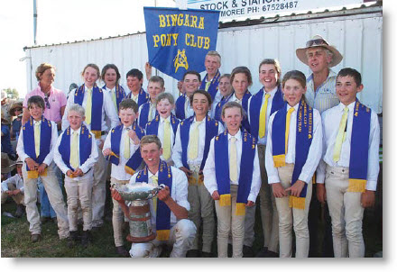The 18 proud representatives of Bingara Pony Club with Chief Instructor Sonia Coombes and Zone 8 Officials.