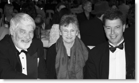 Daughter of Harry Vangis, Ellen Holley pictured with Robert Holley and her cousin John Andrew at the Roxy Celebrations in April.