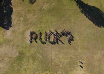 Students from Bingara Central School spell out the ‘R U OK?’ message on the school oval.