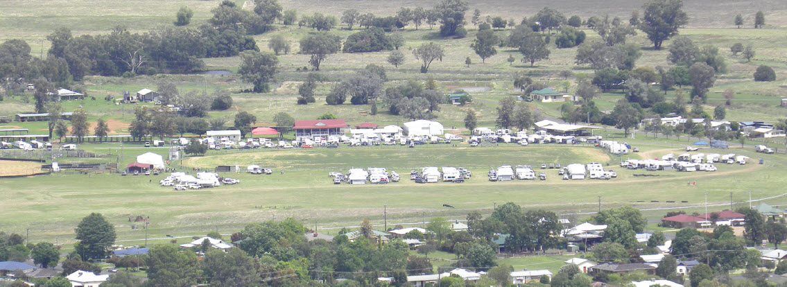 Settled for the week: Over 180 caravans are parked at the Bingara Showgrounds, with visitors exploring the town and surrounds each day.