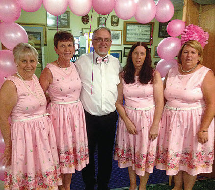 Leanne Kilmore (second from left) and friends at the 2017 "Pink Night”.