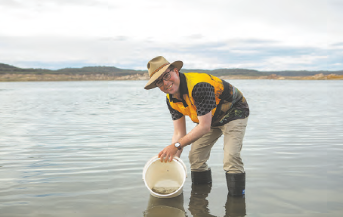 Member for Northern Tablelands, Adam Marshall, along with fishing club members from Inverell, joined in the fun of releasing golden perch into Copeton Dam.