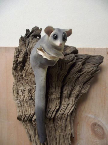 Squirrel Glider, clay sculpture by Maggie Brockie
